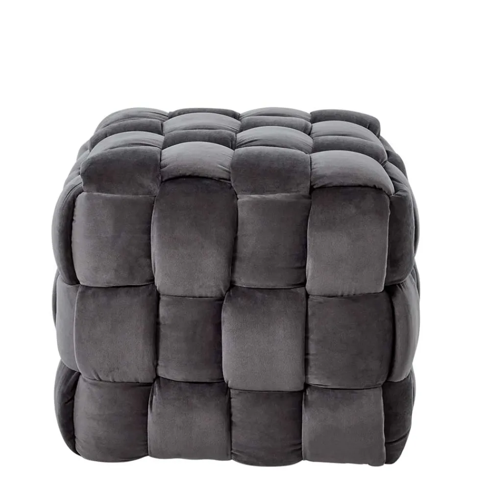 Wohnen Barhocker*Flechtoptik Sitzhocker in Platingrau - Lydosca