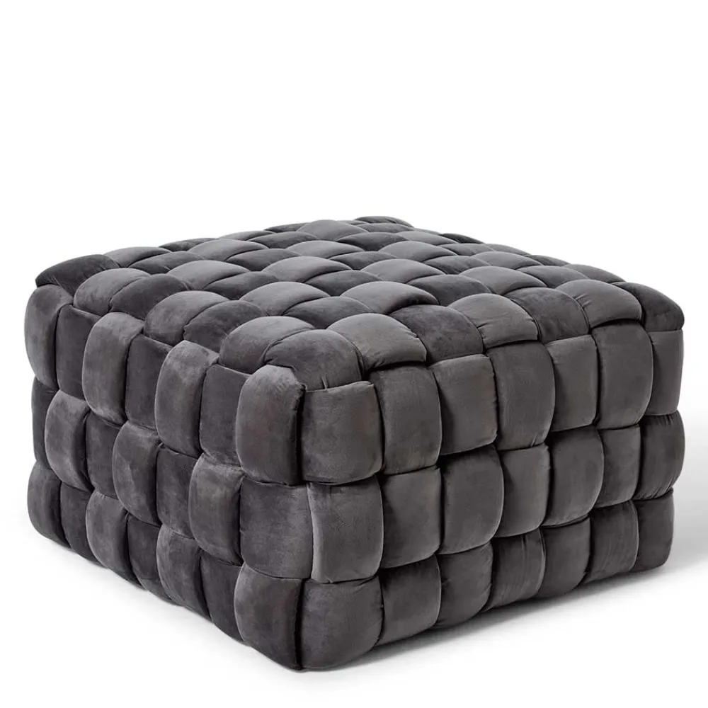 Wohnen Barhocker*Flechtoptik Sitzhocker in Platingrau - Lydosca