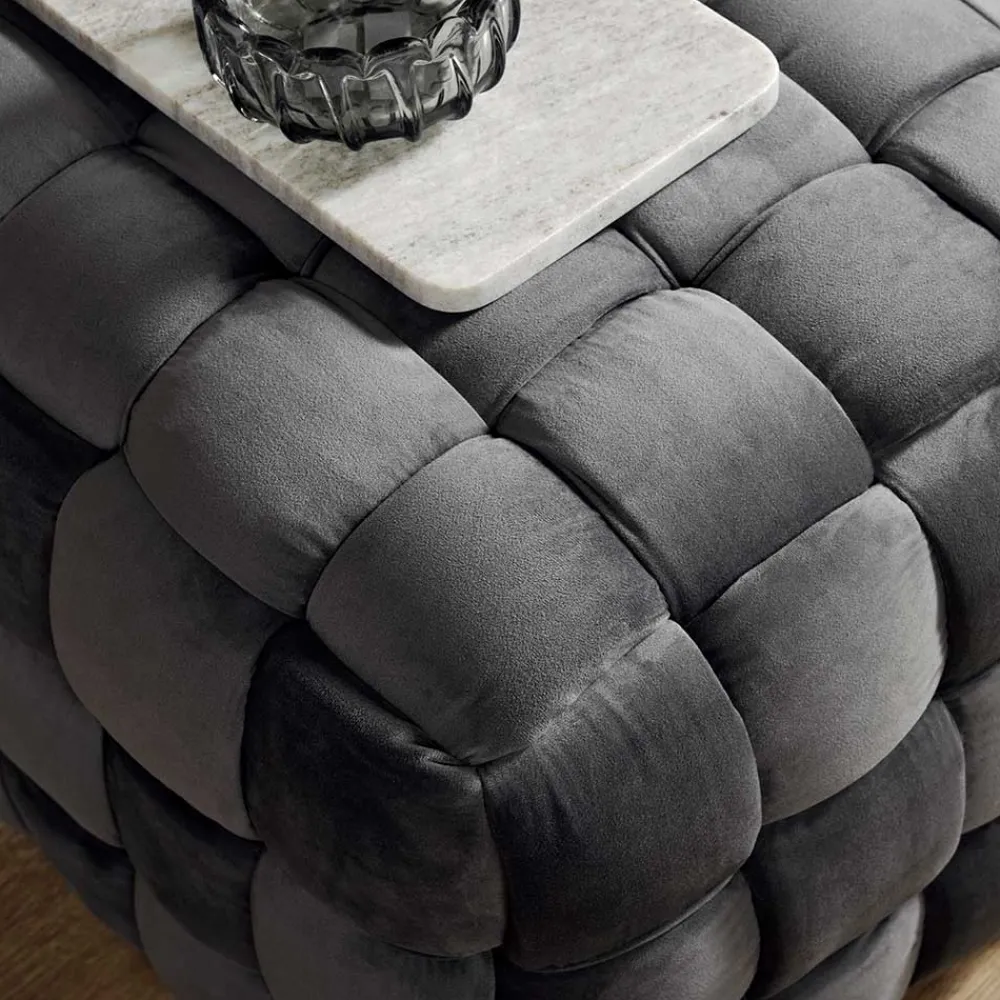 Wohnen Barhocker*Flechtoptik Sitzhocker in Platingrau - Lydosca