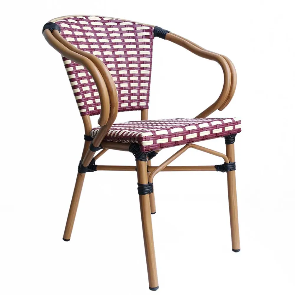 Wohnen Rattanmöbel|Lounge-Gartenmöbel*Flechtsessel aus Kunstrattan in Rot & Weiß - Fascinoso (2er Set)