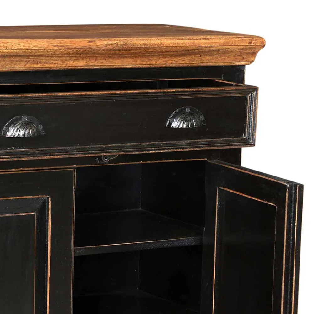 Wohnen Kommoden|Kolonialmöbel*Flur Kommode Sentiments in Schwarz