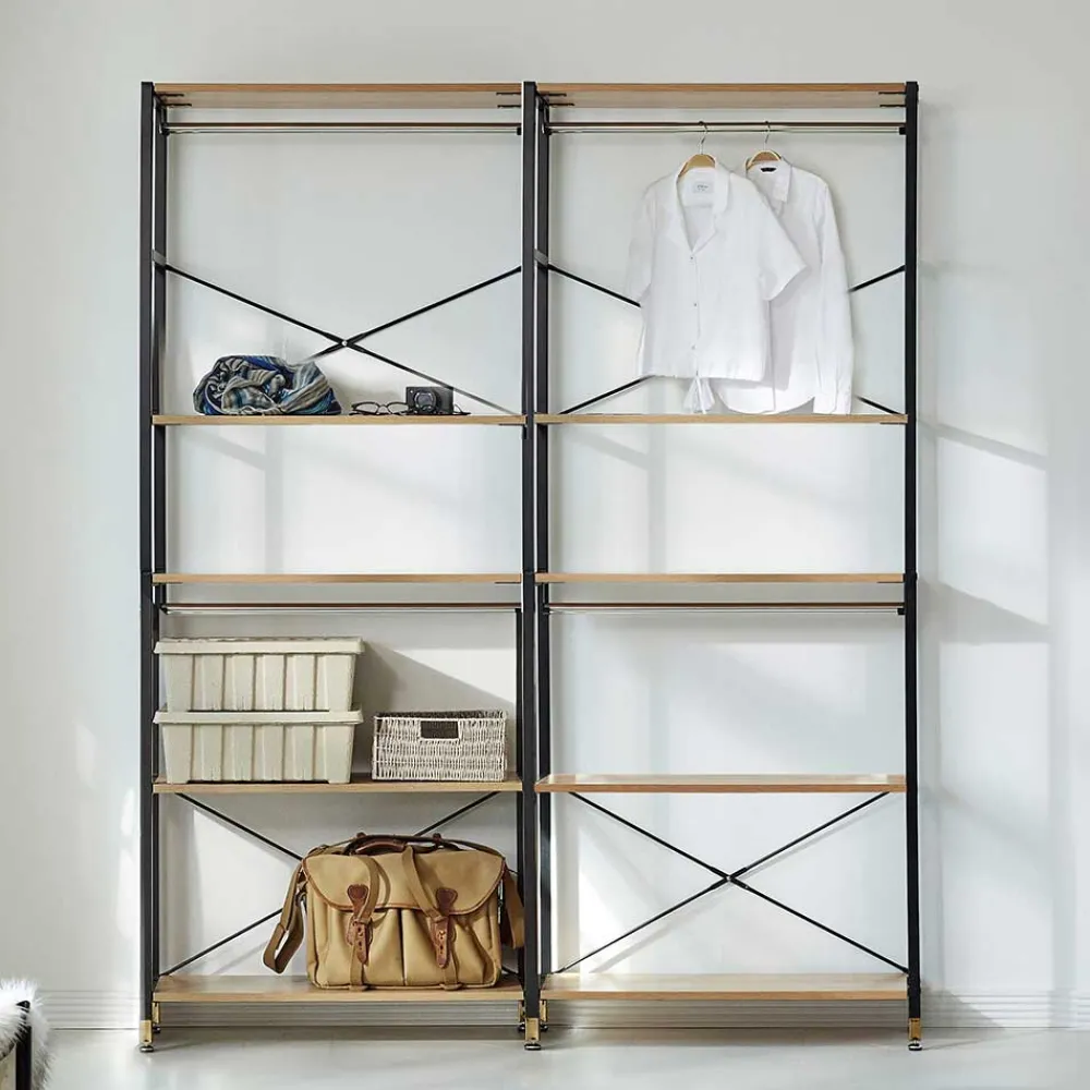 Wohnen Schwarze Möbel|Loft Möbel*Flur Regal Garderobe in Akazie & Schwarz - Ricinga