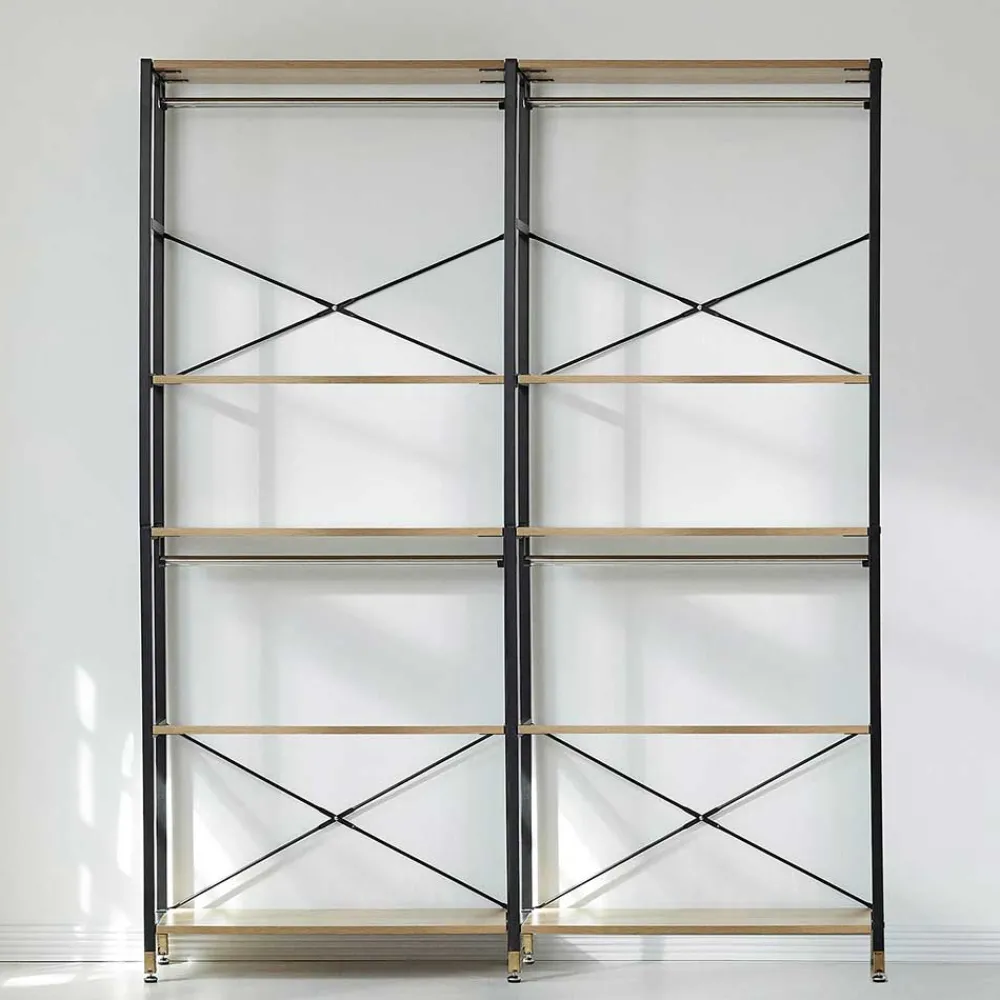 Wohnen Schwarze Möbel|Loft Möbel*Flur Regal Garderobe in Akazie & Schwarz - Ricinga