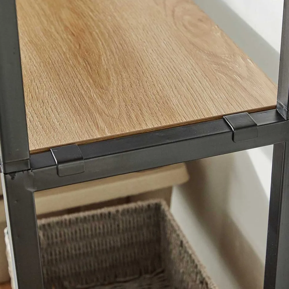 Wohnen Schwarze Möbel|Loft Möbel*Flur Regal Garderobe in Akazie & Schwarz - Ricinga