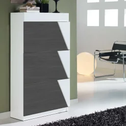 Wohnen Schuhschränke*Flur Schuhkipper in Weiß & Schwarzgrau - Vimal