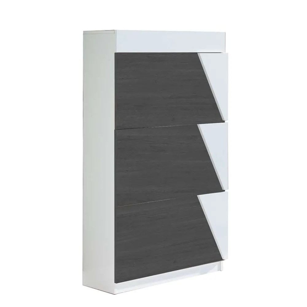 Wohnen Schuhschränke*Flur Schuhkipper in Weiß & Schwarzgrau - Vimal