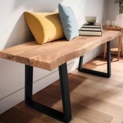 Wohnen Loft Möbel|Industrial Möbel*Flur Sitzbank mit Baumkante Akazie - Pamela