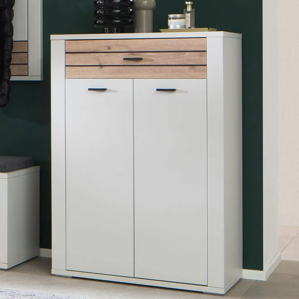 Wohnen Schuhschränke*Flur Vertiko in Lichtgrau mit Wildeiche - Ballina