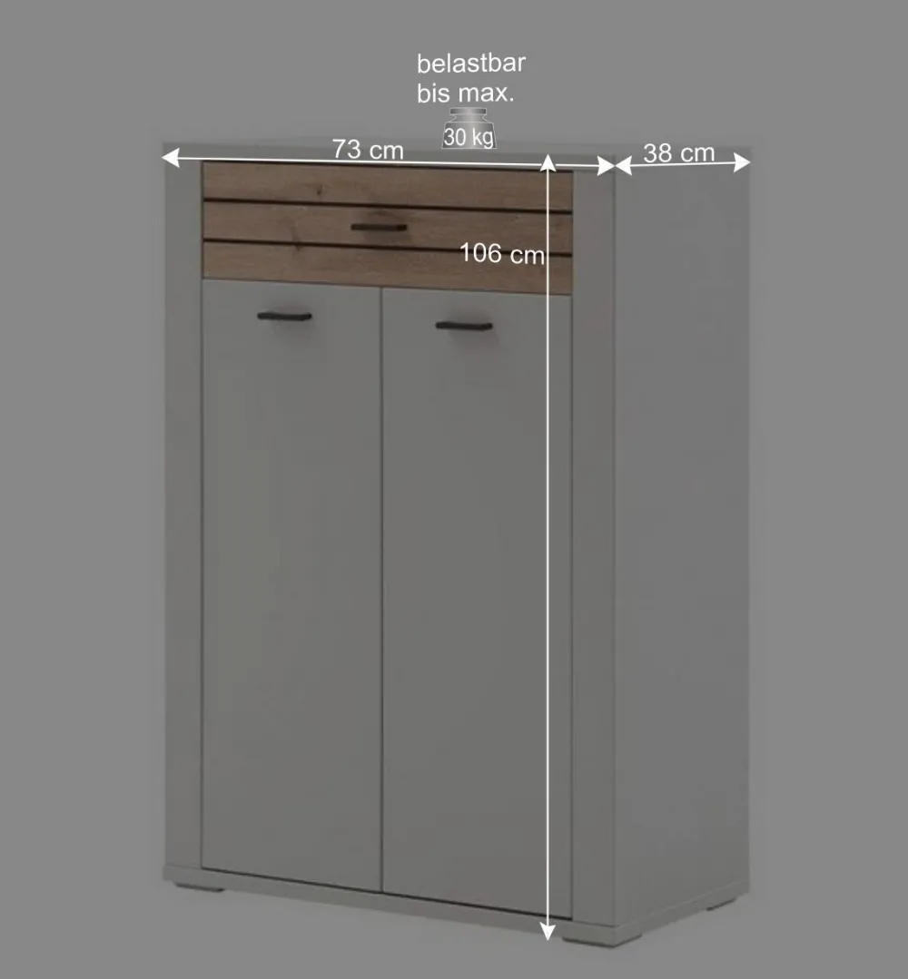 Wohnen Schuhschränke*Flur Vertiko in Lichtgrau mit Wildeiche - Ballina
