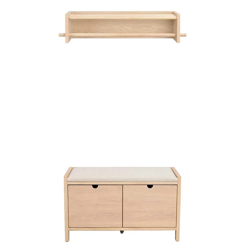 Wohnen Flurbank & Hängegarderobe Set - Pluta (zweiteilig)