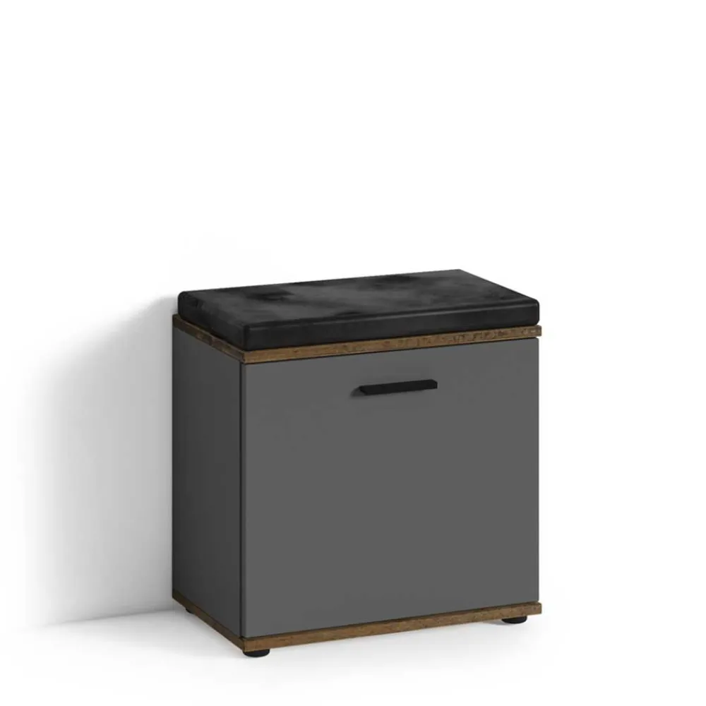 Wohnen Schuhschränke*Flurbank in Anthrazit und Altholz Optik - Vlatu