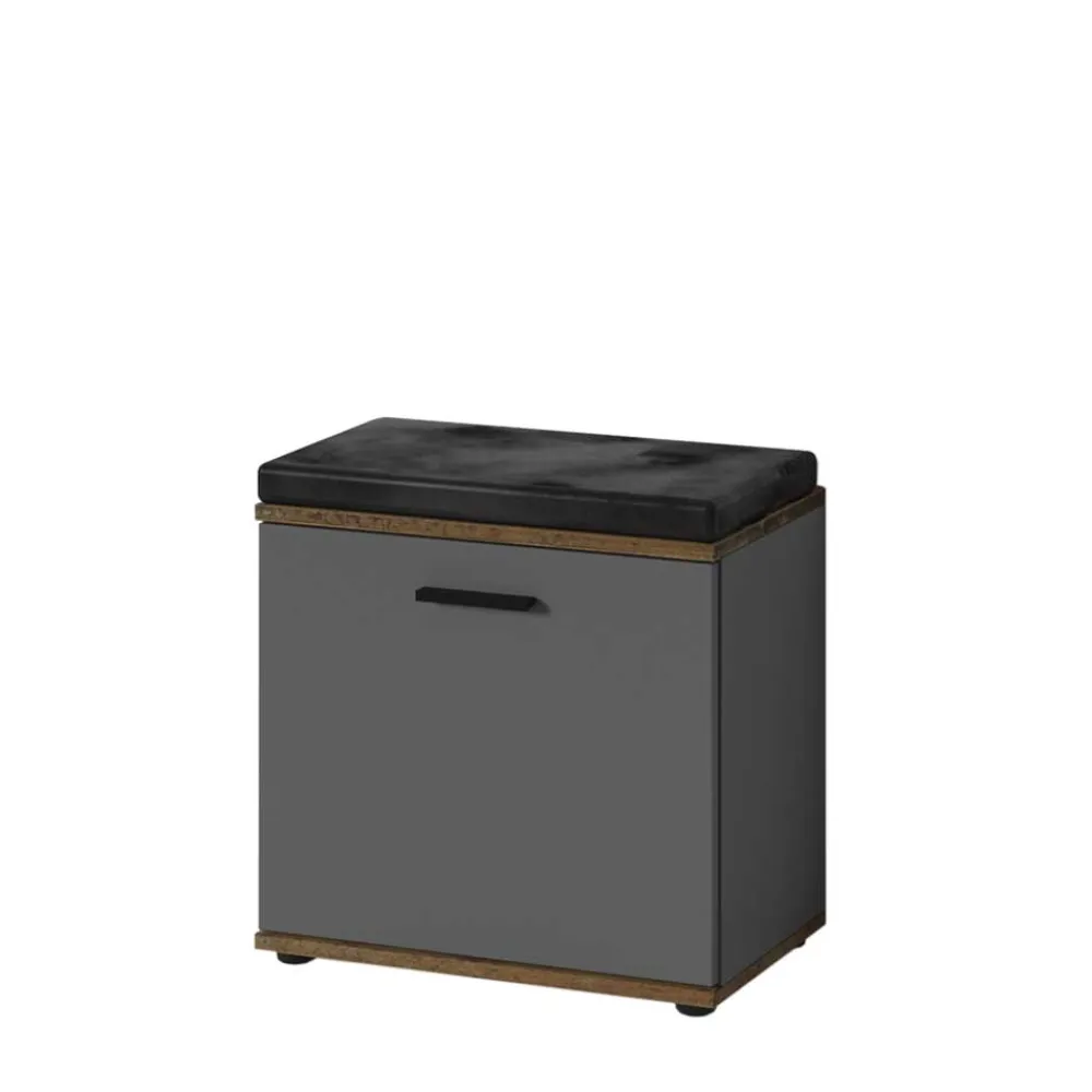 Wohnen Schuhschränke*Flurbank in Anthrazit und Altholz Optik - Vlatu