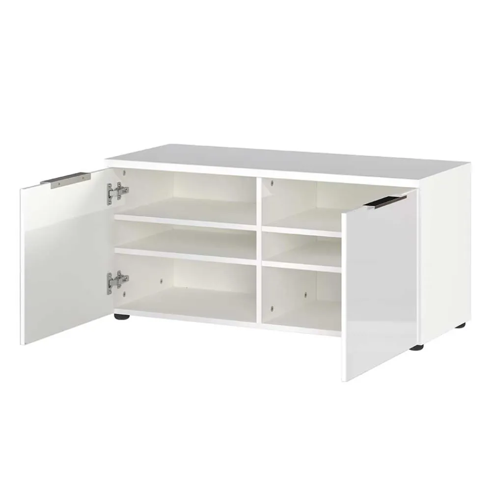 Wohnen Flurbank mit Türen in Weiß mit Glasfront - Kofi