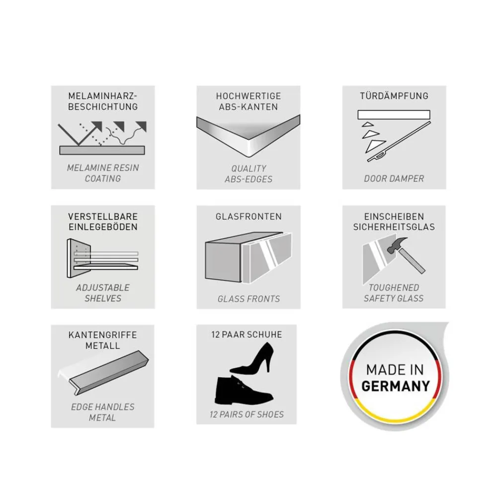 Wohnen Flurbank mit Türen in Weiß mit Glasfront - Kofi