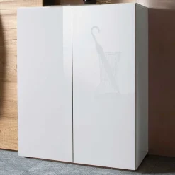 Wohnen Garderoben|Garderoben*Flurgarderobenset Grasido in Weiß Hochglanz Eiche (dreiteilig)