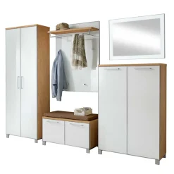 Wohnen Flurgarderobenset Wynoca in Weiß Glas beschichtet (fünfteilig)