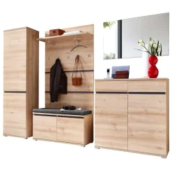 Wohnen Flurmöbel Set Curelino in Buche (sechsteilig)