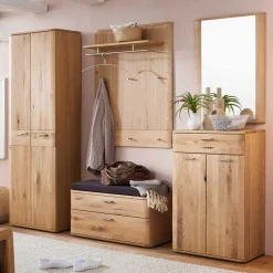 Wohnen Flurmöbel Set in Eiche Bianco - Mabasa (fünfteilig)