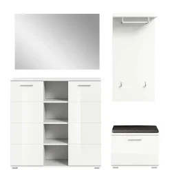 Wohnen Flurmöbel Set in Weiß HG - Rugova (vierteilig)