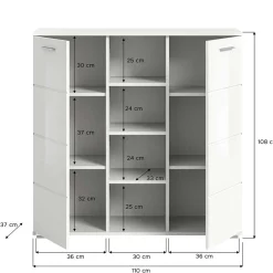 Wohnen Flurmöbel Set in Weiß HG - Rugova (vierteilig)