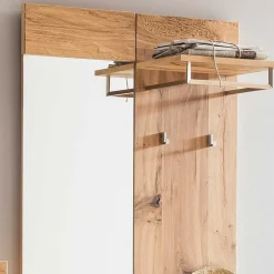 Wohnen Garderoben|Garderoben*Flurmöbel Set mit Furnier Balkeneiche Macusos & Glas Anthrazit (vierteilig)