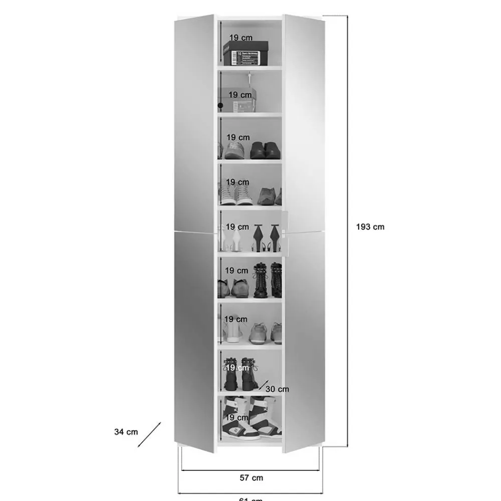 Wohnen Garderobenschränke*Flurschränke mit Spiegelfronten - Ejulia (zweiteilig)