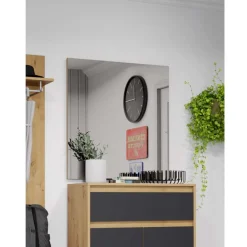 Wohnen Flurspiegel rahmenlos mit Kante in Eiche Optik - Donzai