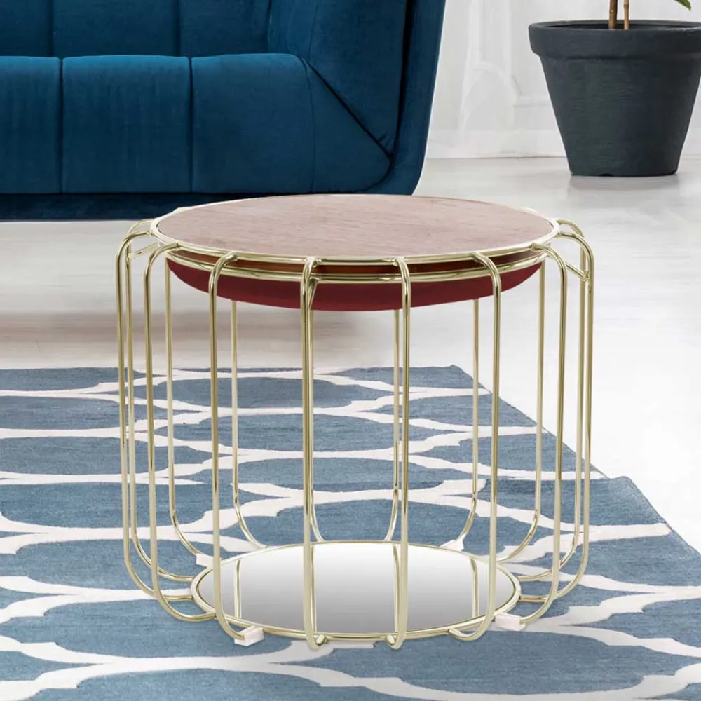 Wohnen Barhocker|Sessel & Hocker*Formschöner Hocker Tisch in Rot Samt - Loyadica