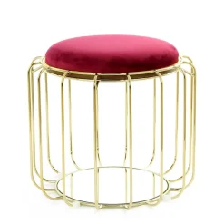 Wohnen Barhocker|Sessel & Hocker*Formschöner Hocker Tisch in Rot Samt - Loyadica