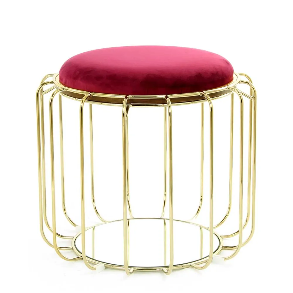 Wohnen Barhocker|Sessel & Hocker*Formschöner Hocker Tisch in Rot Samt - Loyadica