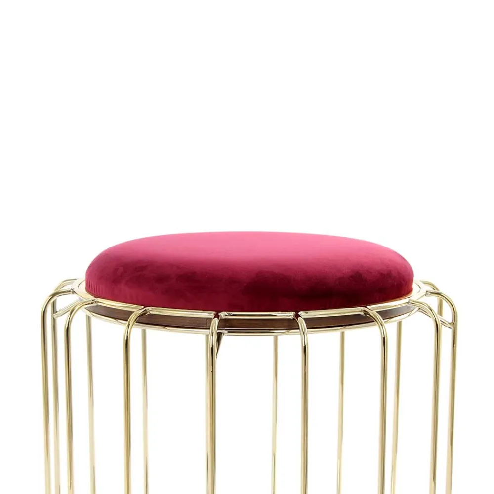 Wohnen Barhocker|Sessel & Hocker*Formschöner Hocker Tisch in Rot Samt - Loyadica