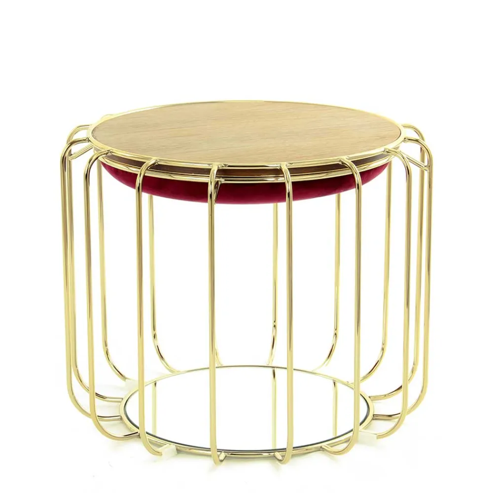 Wohnen Barhocker|Sessel & Hocker*Formschöner Hocker Tisch in Rot Samt - Loyadica