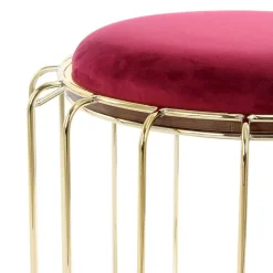 Wohnen Barhocker|Sessel & Hocker*Formschöner Hocker Tisch in Rot Samt - Loyadica