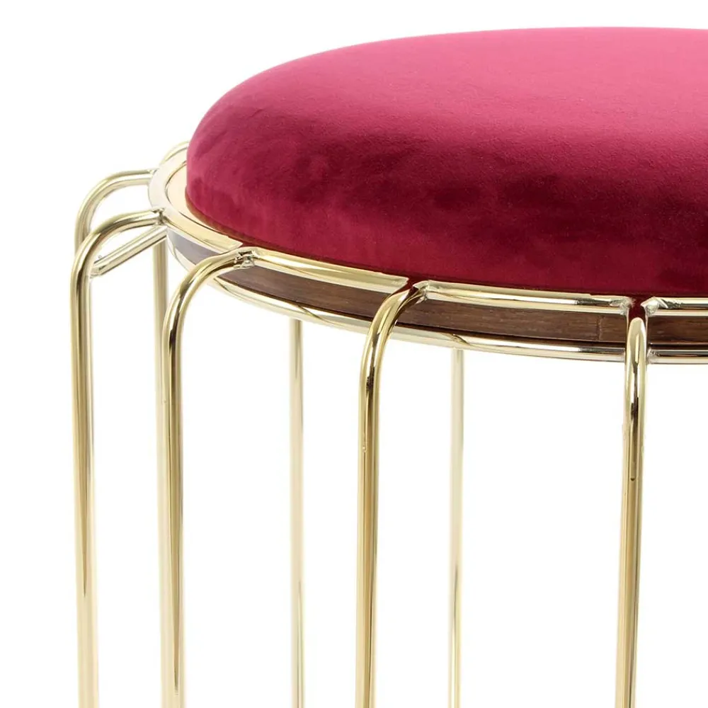 Wohnen Barhocker|Sessel & Hocker*Formschöner Hocker Tisch in Rot Samt - Loyadica