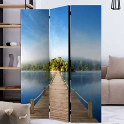 Wohnen Foto Motivparavent Steg Wasser und Insel - Carmido