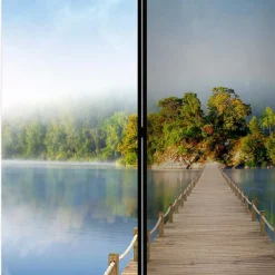 Wohnen Foto Motivparavent Steg Wasser und Insel - Carmido