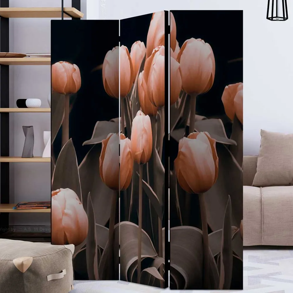 Wohnen Wohnzimmer-Regale|Paravents*Foto Paravent aus Leinwand mit Tulpen Motiv - Tofos