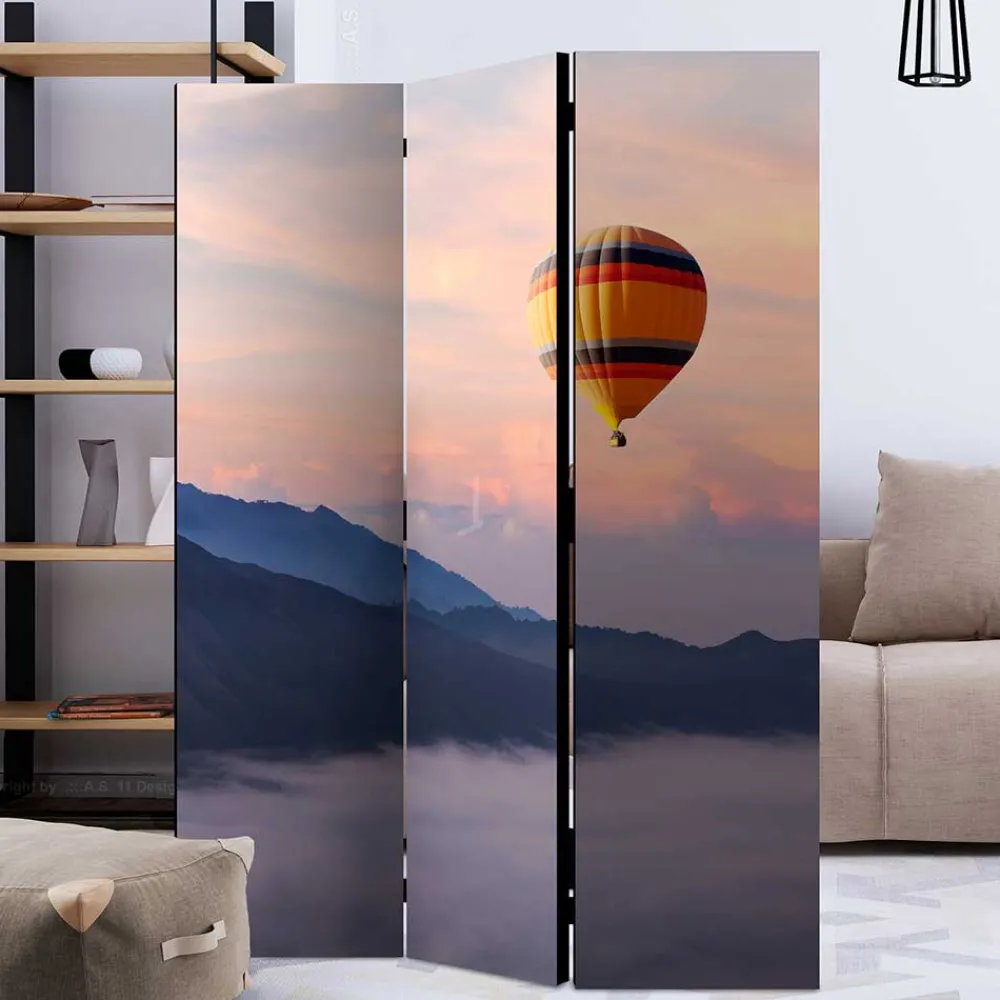 Wohnen Wohnzimmer-Regale|Paravents*Foto Paravent Heißluftballon über Bergen - Akura