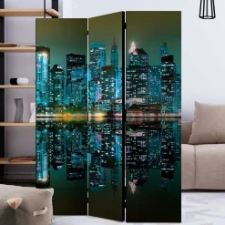 Wohnen Foto Paravent mit Skyline New York bei Nacht - Salutare