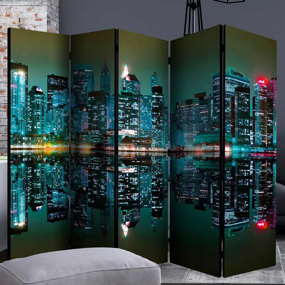 Wohnen Foto Paravent mit Skyline New York bei Nacht - Salutare