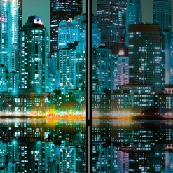 Wohnen Foto Paravent mit Skyline New York bei Nacht - Salutare