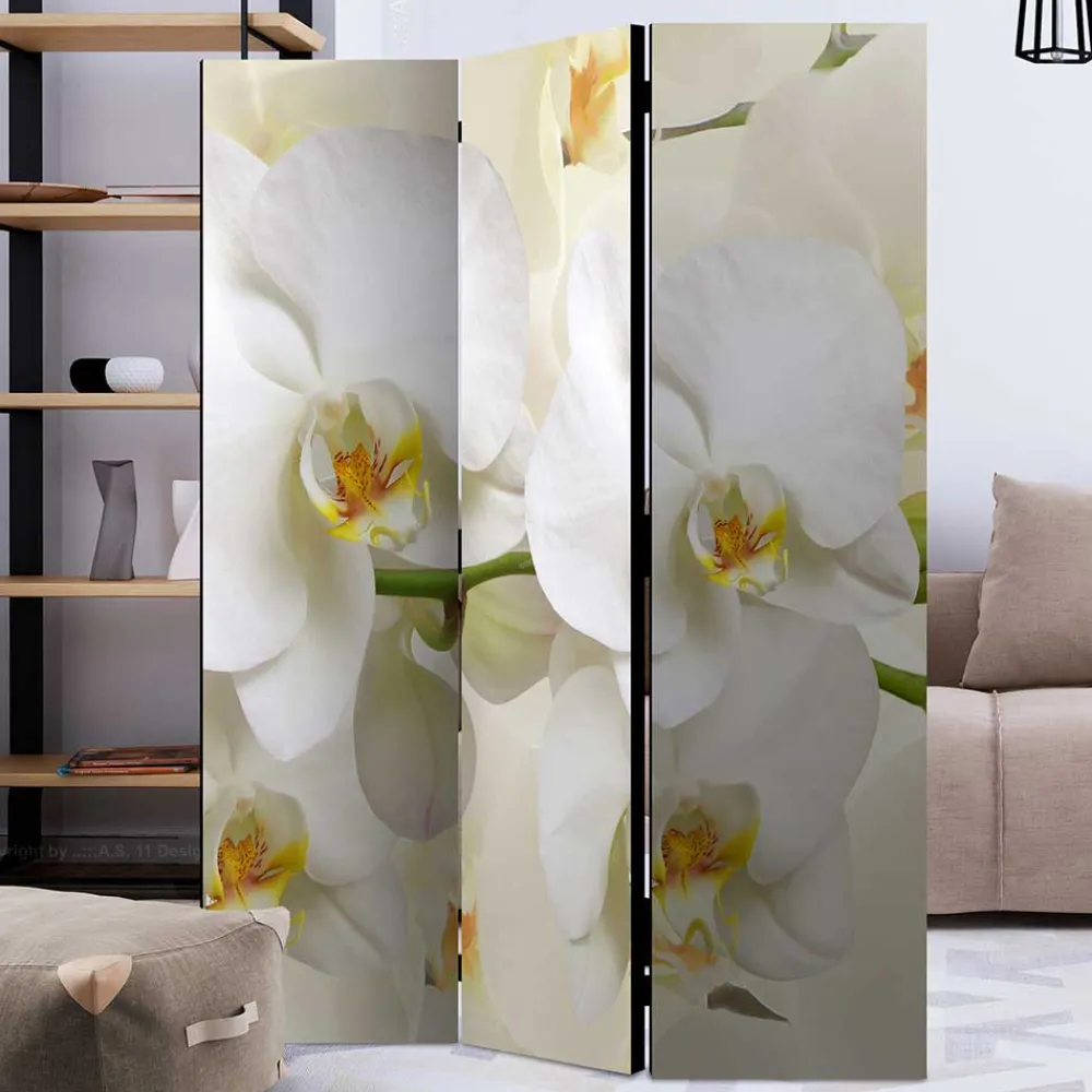 Wohnen Fotoprint Leinwand Paravent Weiße Orchideen - Aury