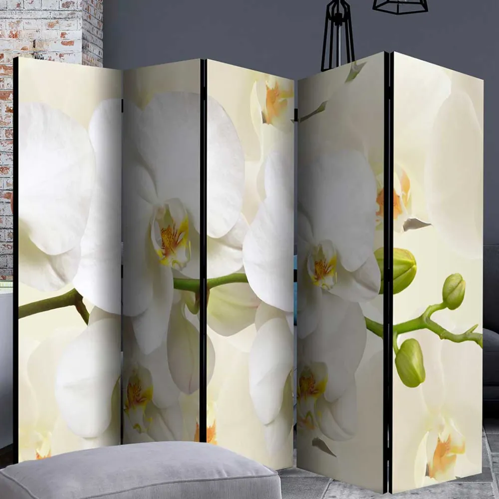 Wohnen Fotoprint Leinwand Paravent Weiße Orchideen - Aury
