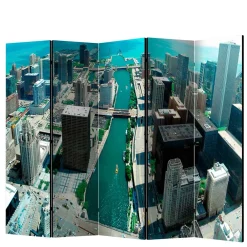Wohnen Wohnzimmer-Regale|Paravents*Fotoprint Paravent Großstadt am Meer - Tselesto