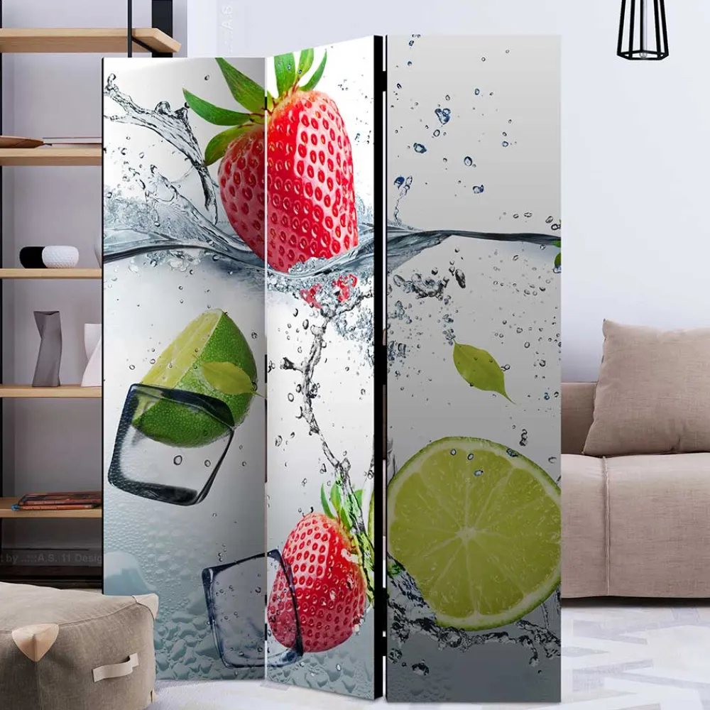Wohnen Wohnzimmer-Regale|Paravents*Fotoprint Raumtrenner mit Früchten Wasser Eis - Piratro