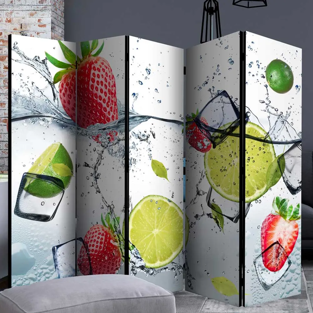 Wohnen Wohnzimmer-Regale|Paravents*Fotoprint Raumtrenner mit Früchten Wasser Eis - Piratro