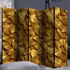 Wohnen Fotoprint Trennwand mit Blättern in Goldfarben - Jimm