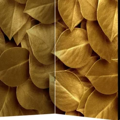 Wohnen Fotoprint Trennwand mit Blättern in Goldfarben - Jimm