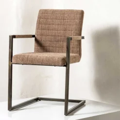 Wohnen Freischwinger Armlehnenstuhl in Braun meliert - Sicilia (2er Set)