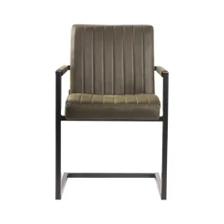 Wohnen Schwarze Möbel|Loft Möbel*Freischwinger Armlehnenstuhl in Oliv Grün - Musashy